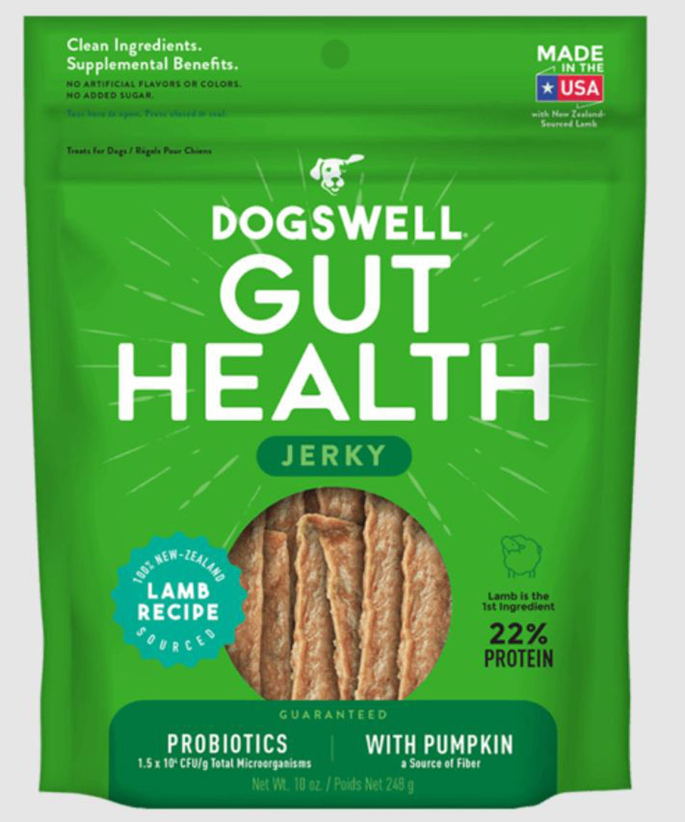 Dogswell Dog Gut Health Jerky Grain-Free Lamb 10 oz