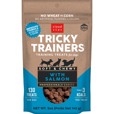 Cloud Star Chewy Tricky Trainers Salmon Flavor Dog Treats, 5 oz. Bag