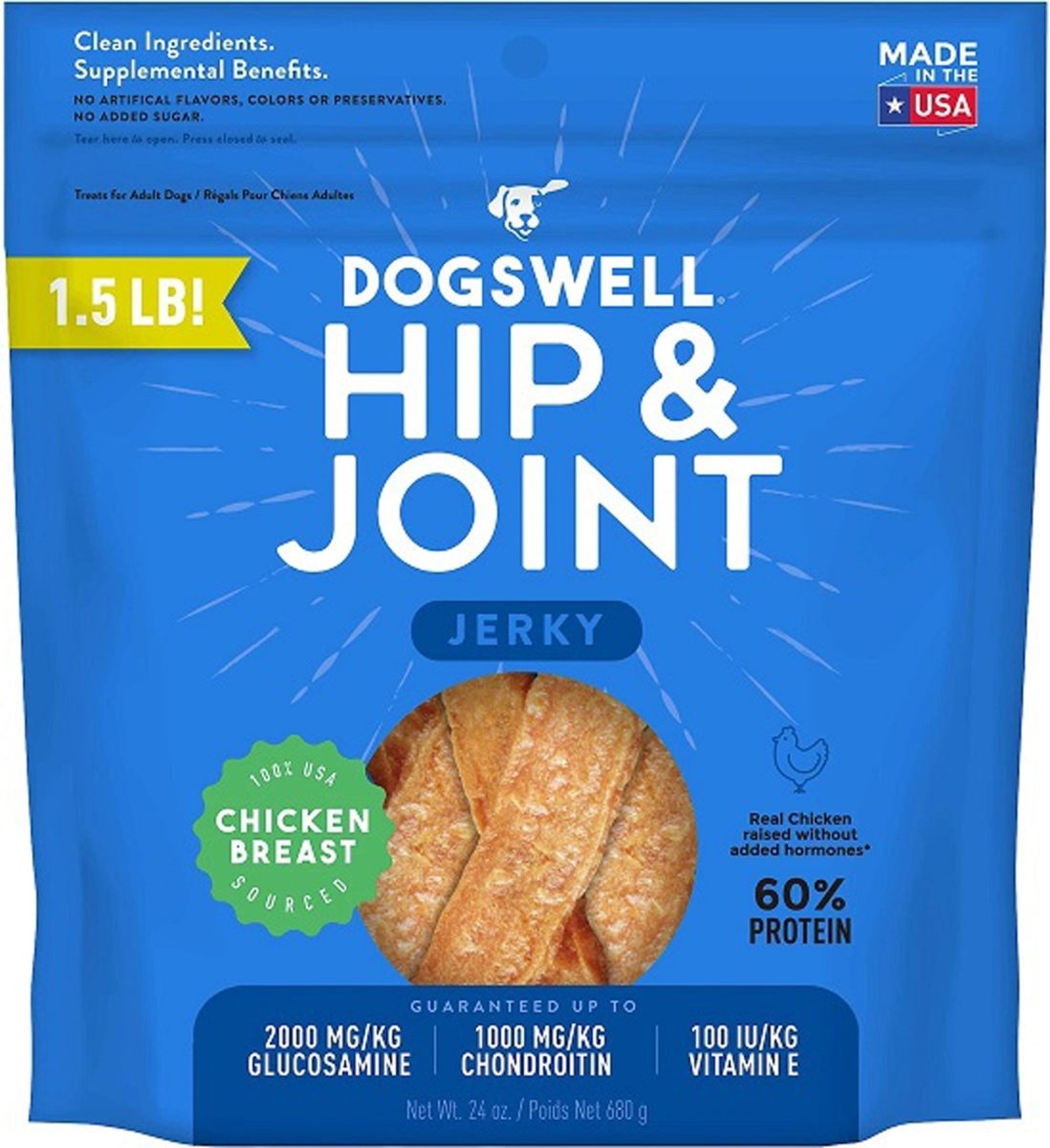 Dogswell Hip & Joint Grain - Free Chicken Breast Jerky Dog Treats 24oz. - Pets Perfect