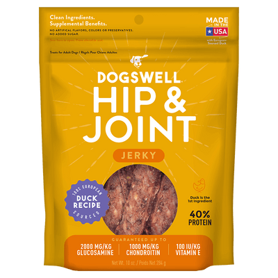 Dogswell Hip & Joint Grain-Free Jerky Dog Treat Regular Duck, 10 oz