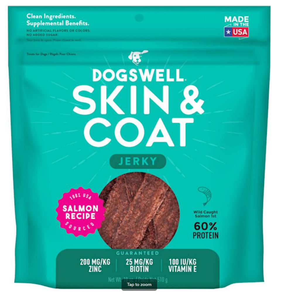 Dogswell Dog Skin And Coat Jerkey Grain-Free Salmon 18 oz