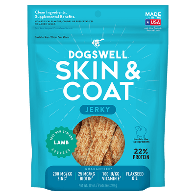 Dogswell Skin & Coat Grain-Free Lamb Jerky Dog Treats 10 oz
