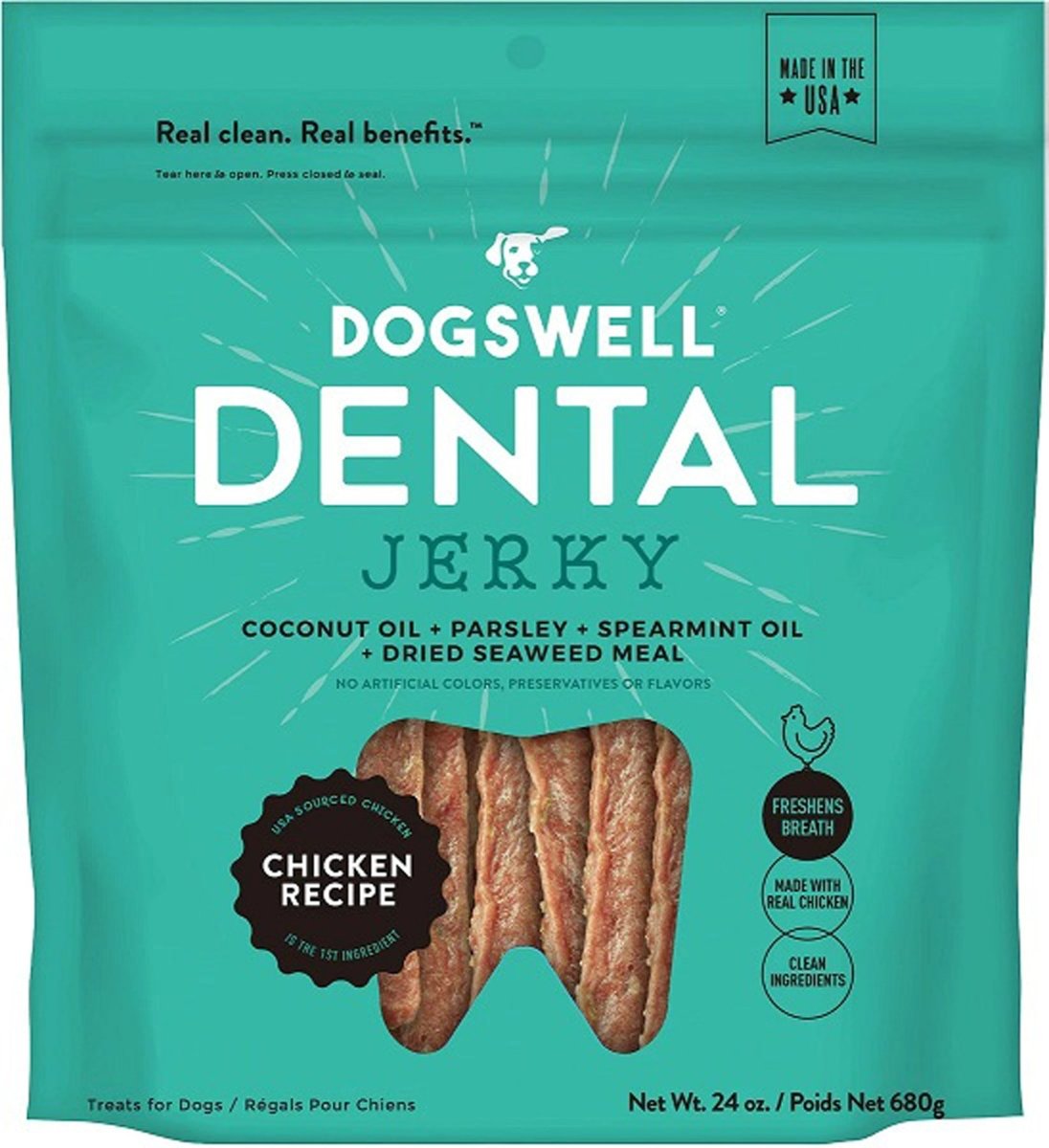 Dogswell Dental Jerky Grain - Free Chicken Dog Treats 24 oz - Pets Perfect
