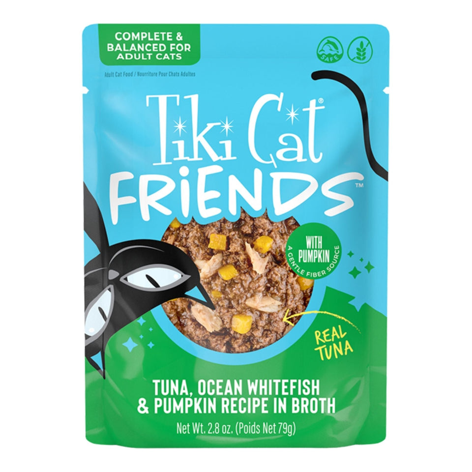 Tiki Pets Cat Friends Tuna Ocean Whitefish & Pumpkin 2.8oz. Pouch (Case of 12)