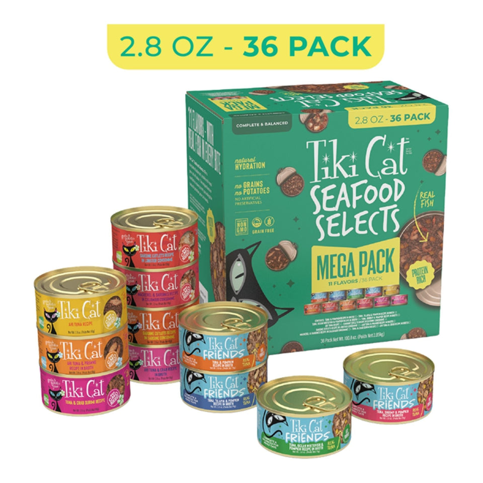 Tiki Pets Cat Friends Seafood Selects Mega Pack 2.8oz. (Case of 36)