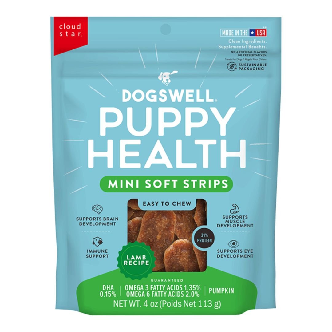 Dogswell Dog Lifestage Puppy Treats Mini Soft Strips Lamb 4Oz - Pets Perfect