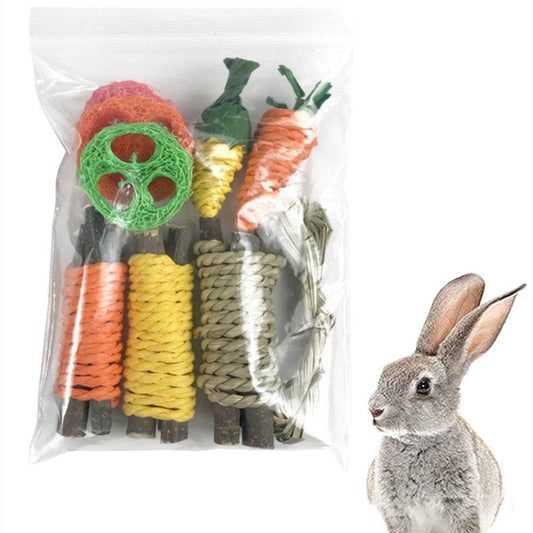 Small Pet Dental Chew Toy Bundle - Natural Wood & Grass.