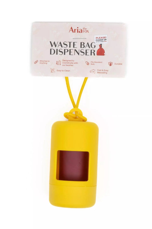 Aria Sun-Kissed Yellow Waste Bag Dispenser - Vibrant Leash-Attachable Dog Poop Bag Holder
