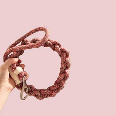 New: Handcrafted Rose Ember Dog Leash, Sustainable, Stylish