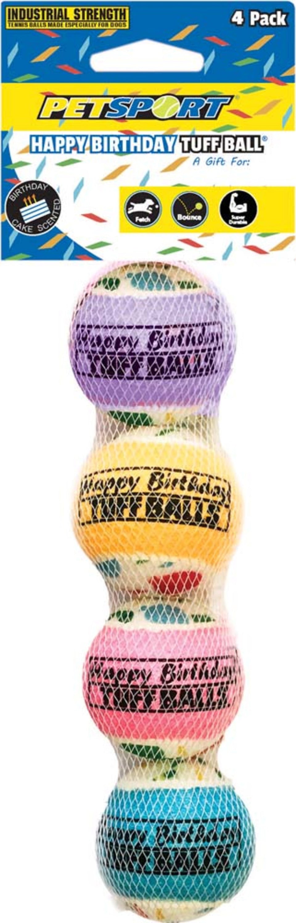 Petsport USA Happy Birthday Ball Jr. Dog Toy Assorted, 1.8 in, 4 ct