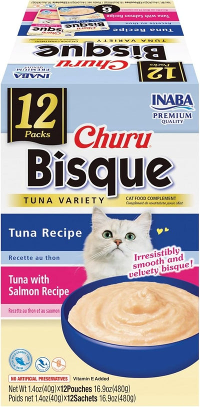 Inaba Churu Bisque Cat Food Side Dish - Tuna Variety, 16.8 oz (12 ct)