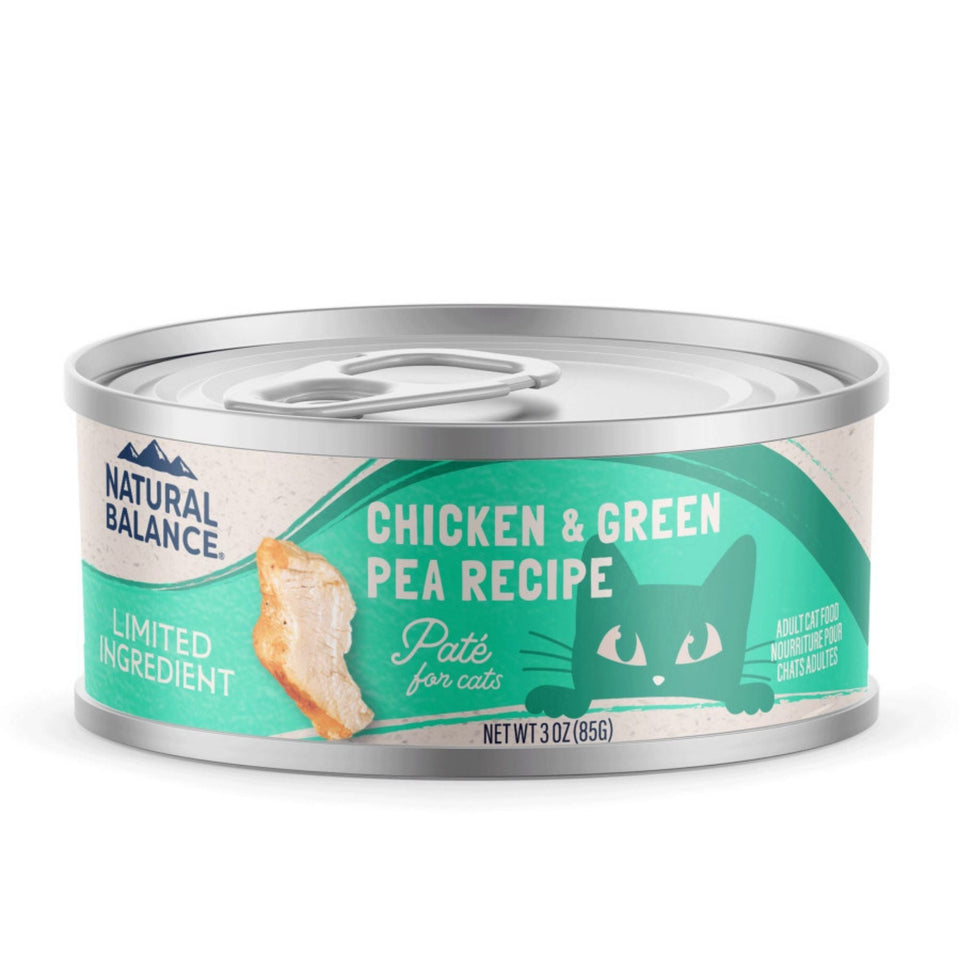 Natural Balance Pet Foods Limited Ingredient Pate Canned Cat Food Chicken & Green Pea 3oz. (Case of 12) - Cat Food Wet