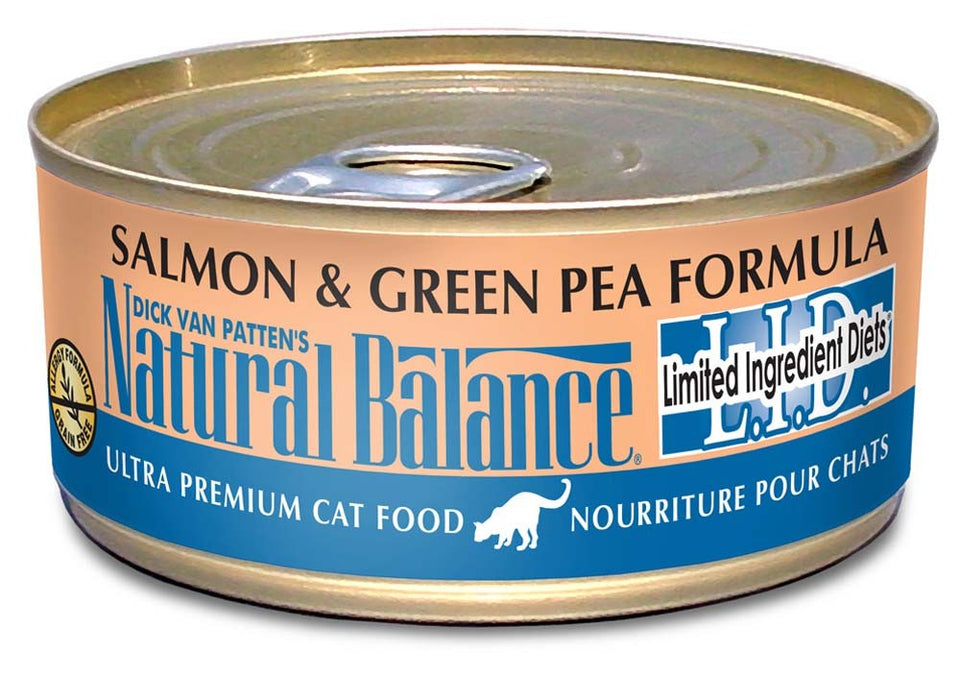 Natural Balance Pet Foods L.I.D. Salmon and Green Pea Formula Canned Cat Wet Food 5.5 oz 24 Pack