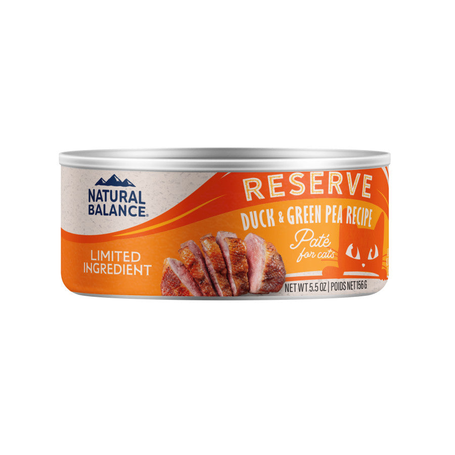 Natural Balance Pet Foods Limited Ingredient Reserve Canned Cat Food Duck & Green Pea, 5.5 oz each, Case of 24