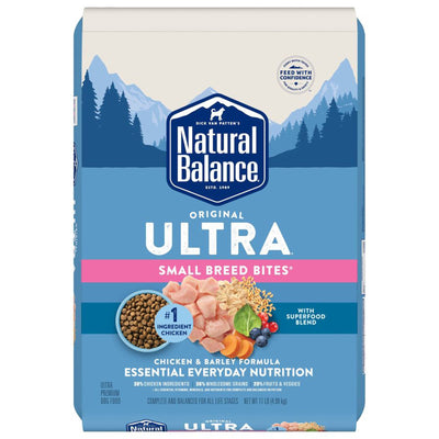 Natural Balance Pet Foods Original Ultra Broth Coated Small Breed Bites Dry Dog Food Chicken & Barley 11 lb