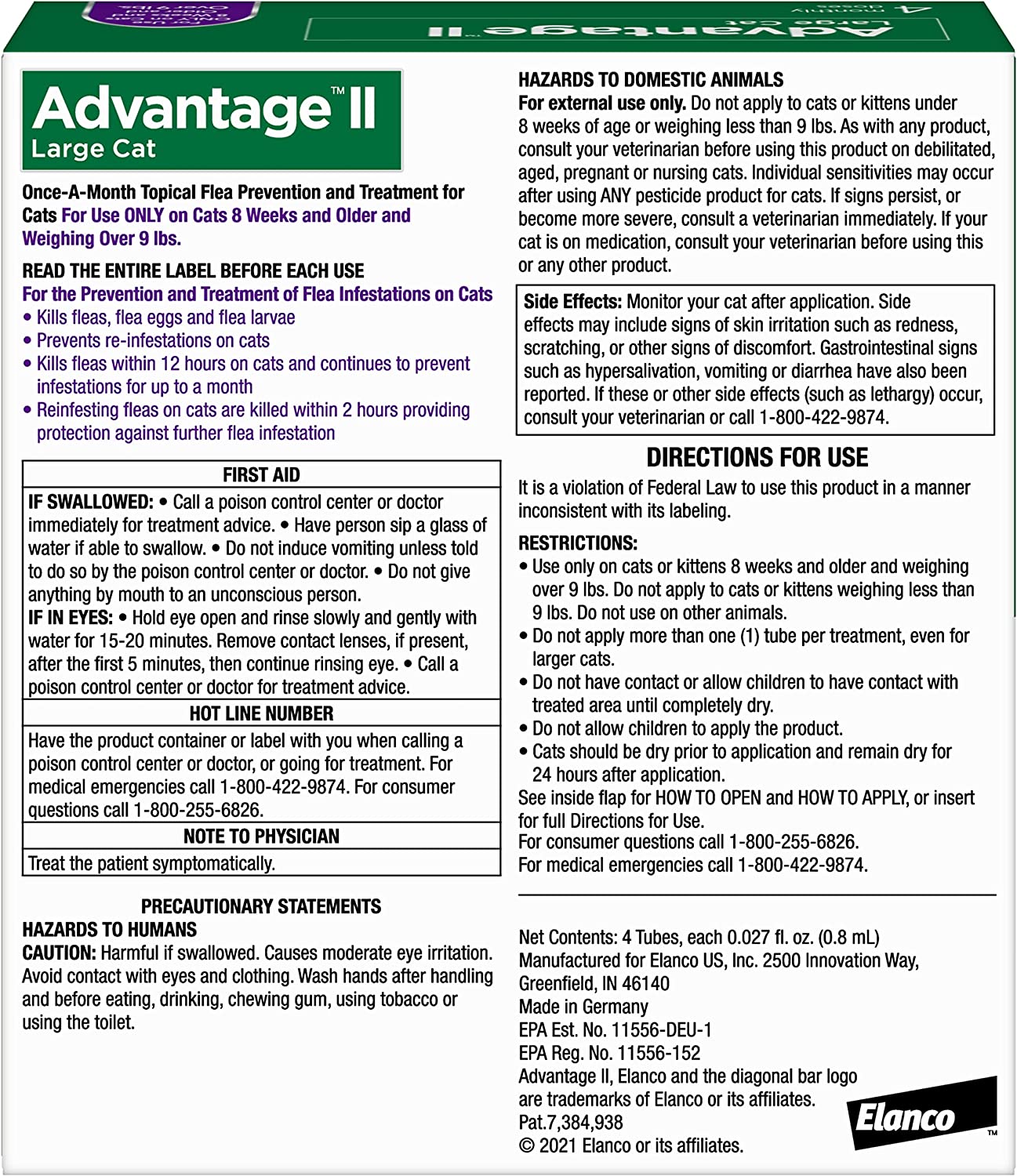 Advantage II Cat Large Purple 4 ct