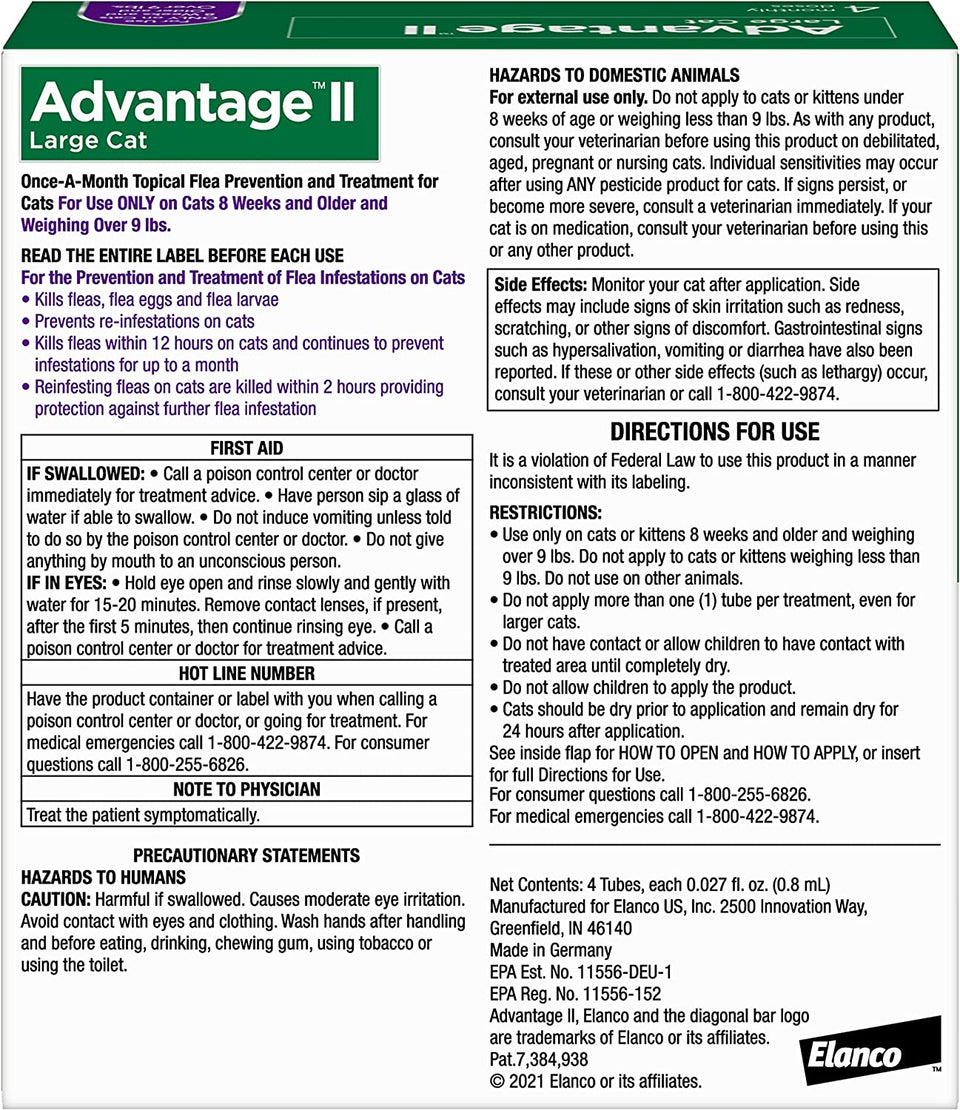 Advantage II Cat Large Purple 4 ct