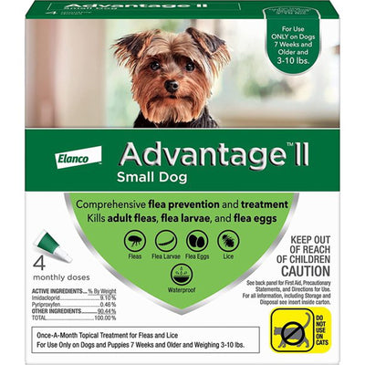 Advantage II Dog Small Green 4 ct