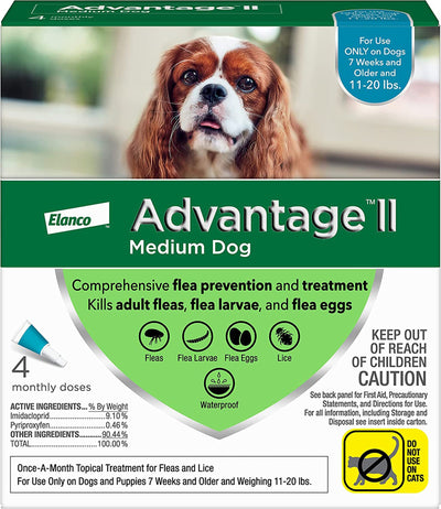 Advantage Ii Dog Meduim Teal 4 ct