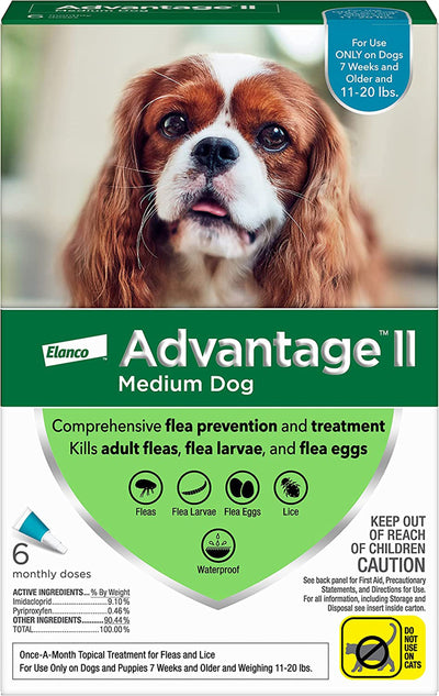 Advantage II Dog Medium Teal 6 ct