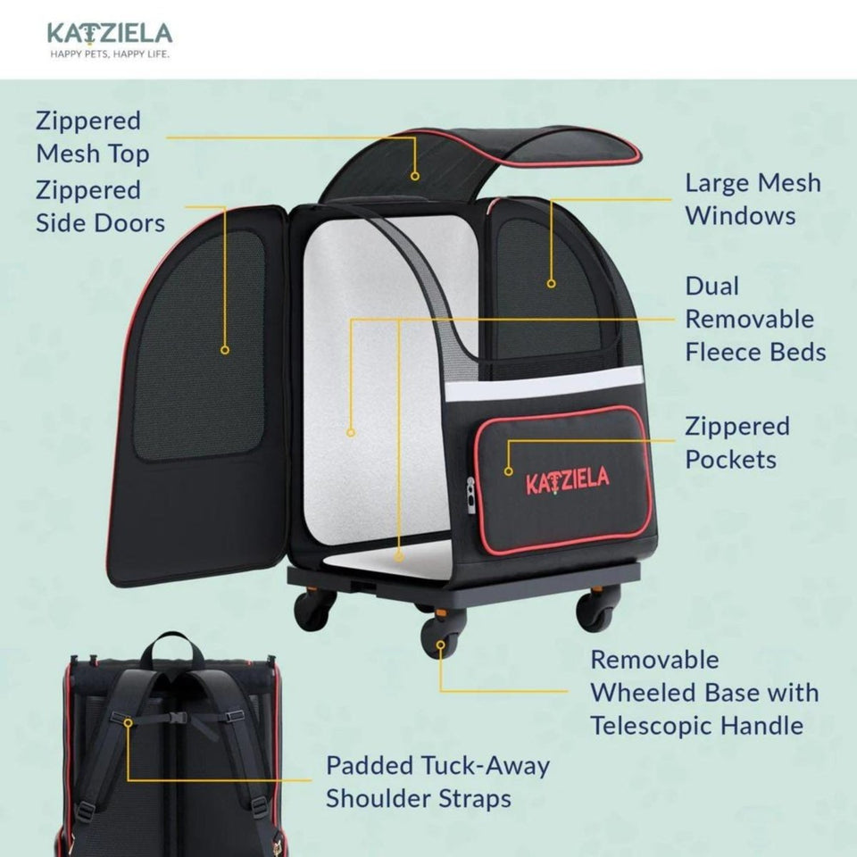 Katziela Hybrid Adventurer Backpack Wheels Black/Red, view 4