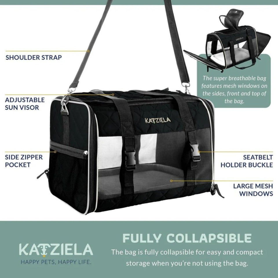 Katziela Quilted Companion Carrier Black Large, view 4
