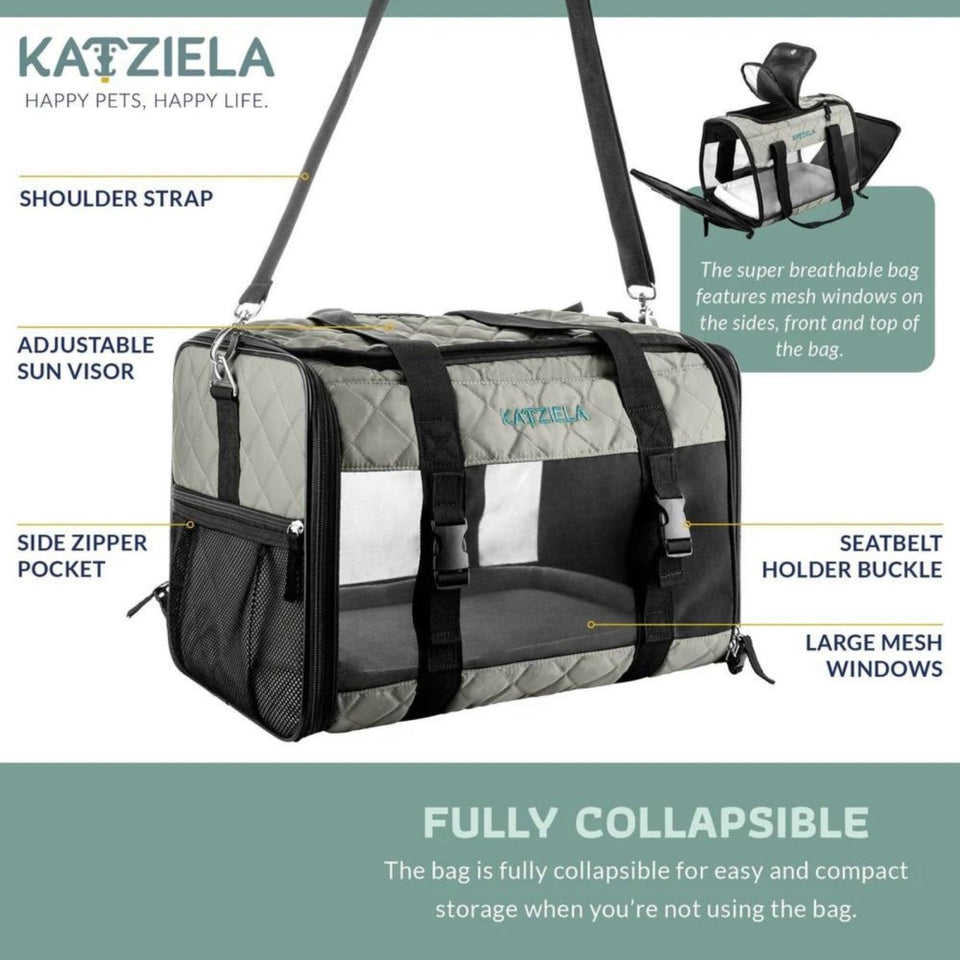 Katziela Quilted Companion Carrier Gray Large, view 4