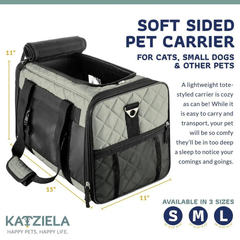 Katziela Quilted Companion Carrier, Gray Medium, view 2