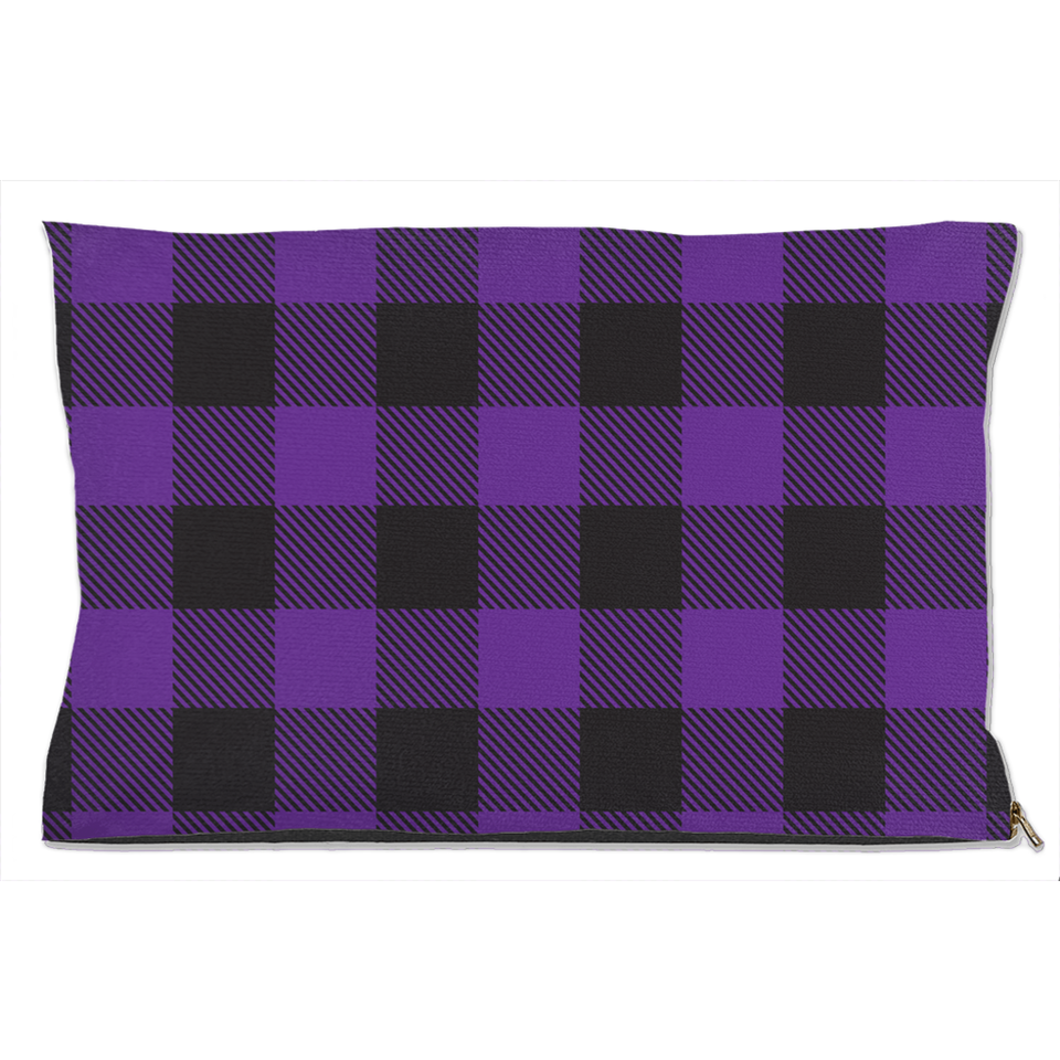 Buffalo Plaid Purple Dog Bed, Water Resistant/40x50 inch, view 5