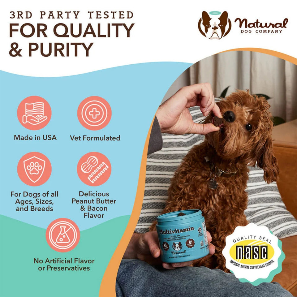 Natural Dog Company Dog Multivitamin Supplement Chews - 90 Count