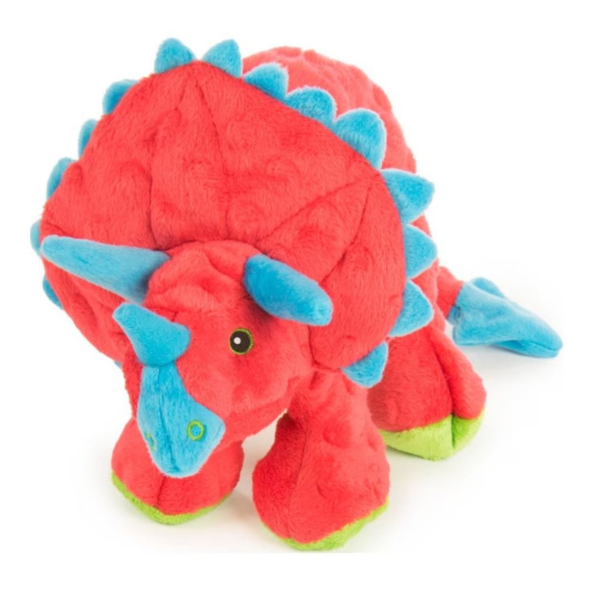 Godog Dinos Frills The Triceratops Dog Toy Red Large - Pets Perfect
