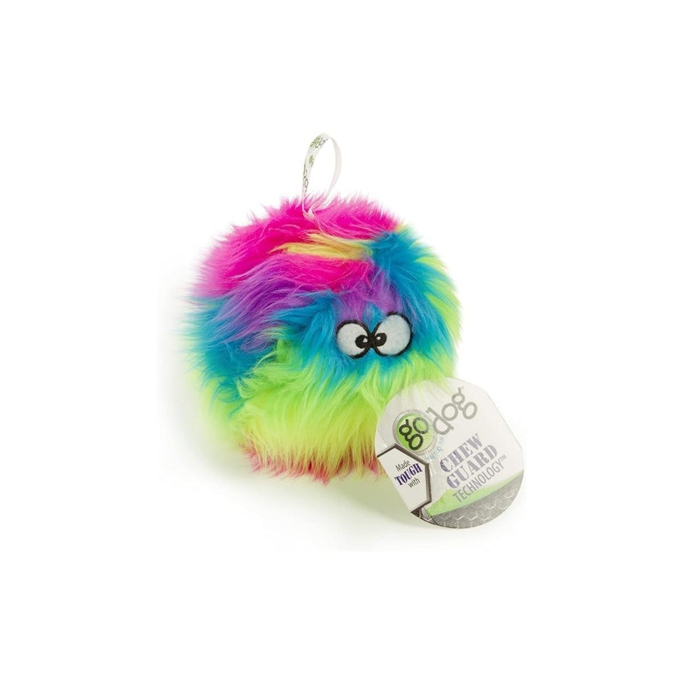 GoDog Furballz Squeaky Plush Ball Dog Toy - Rainbow, Small