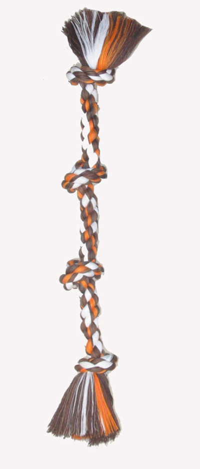 Mammoth Pet Products Cotton Blend Color 4 Knot Rope Tug Dog Toy Assorted, 27 in, Large