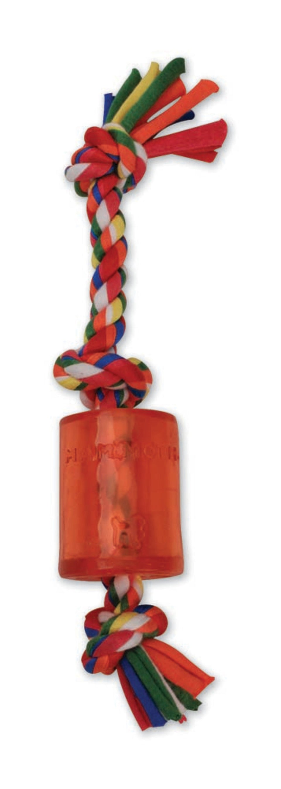 Mammoth Pet Products Cloth Rope Dog Toy 3 Knot Tug with TPR Squeaker Multi-Color 10 in, Small