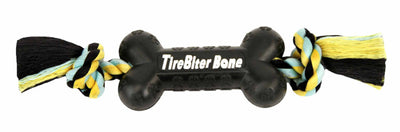 Mammoth Pet Products TireBiter Bone with Rope Dog Toy Multi-Color, 16 in, Large