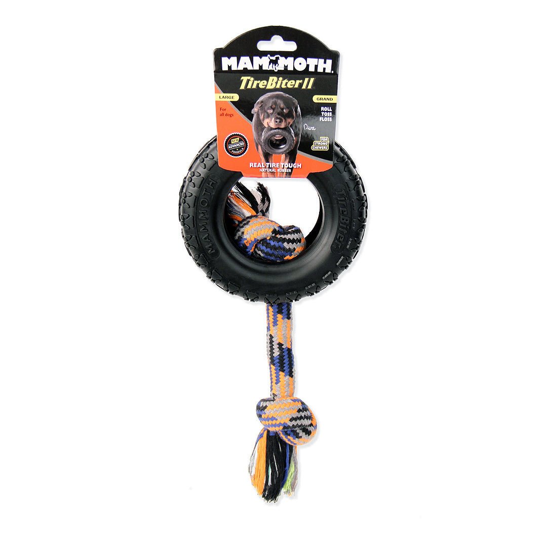 Mammoth Pet Products TireBiter II with Rope Dog Toy Multi - Color 1ea/6 in, LG - Pets Perfect