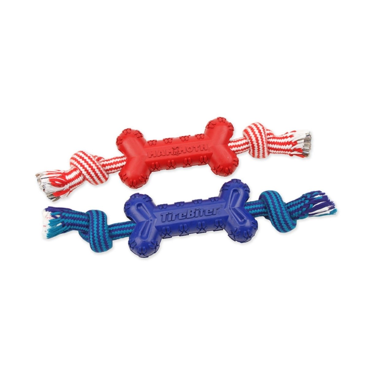 Mammoth Pet Products TireBiter Advanced Color Bone w/Extra Rope Dog Toy 1ea/LG, 7.25in. - Pets Perfect