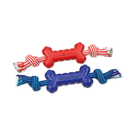 Mammoth Pet Products TireBiter Advanced Color Bone w/Extra Rope Dog Toy 1ea/LG, 7.25in.
