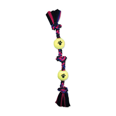 Mammoth Pet Products 3 Knot Tug Dog toy w/4in Tennis Ball Multi-Color 1ea/20 in, MD Default Title