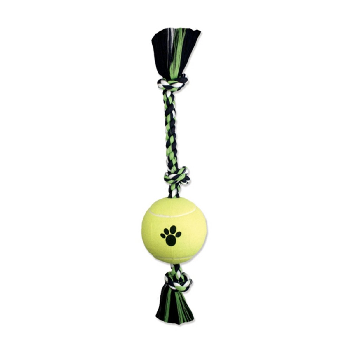Mammoth Pet Products 3 Knot Tug Dog toy w/4in Tennis Ball Multi - Color 1ea/24 in, LG - Pets Perfect