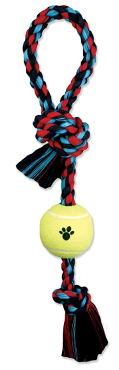 Mammoth Pet Products Pull Tug Dog toy with Tennis Ball Multi-Color, 20 in, Medium
