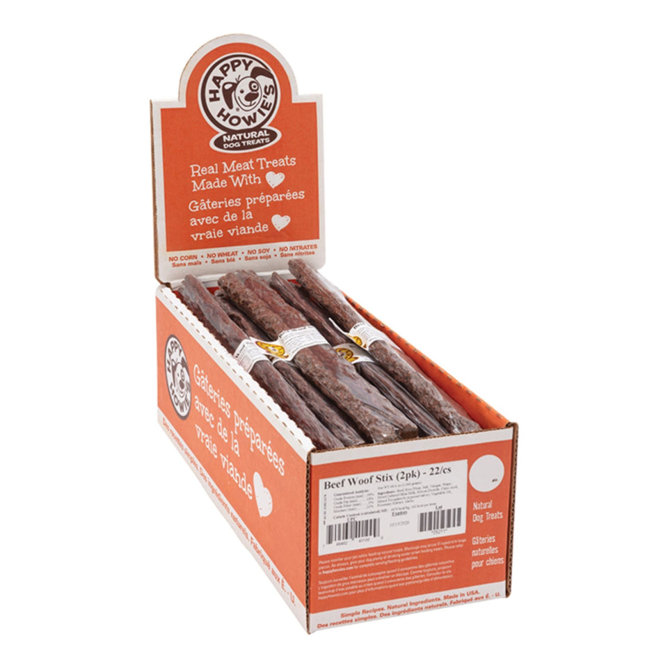 Happy Howie's Dog Beef Woof Stixs 2 Pack - 22 Count - Dog Treats Dehydrated