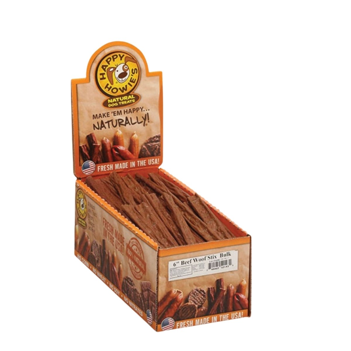 Happy Howie Dog Beef Woof Stix 6 Inch 80 Pack - Pets Perfect