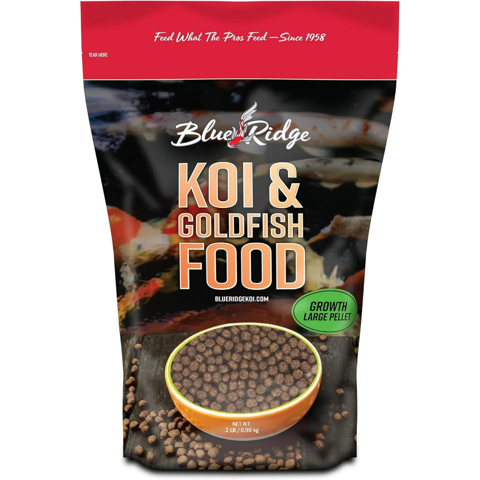Blue Ridge Fish Hatchery Growth Formula Pellet Fish Food for Koi and Goldfish, 2 lb, Large