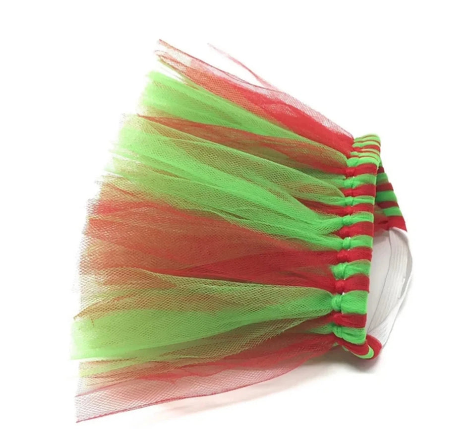 Red & Green Christmas Dog Tutu Skirt - Holiday Tulle Pet Skirt - Pets Perfect