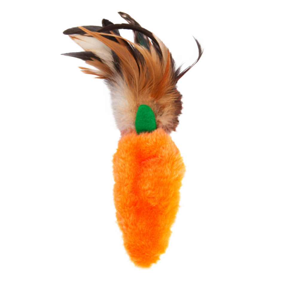 KONG Refillables Catnip Carrot with Feather Cat Toy Orange