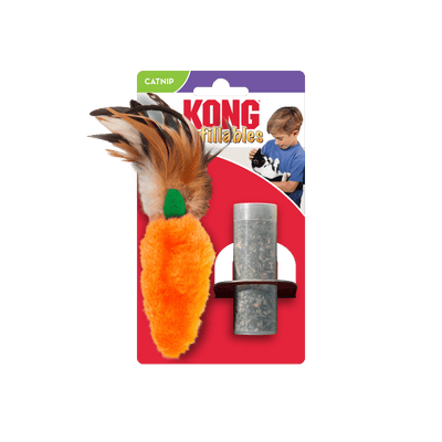 KONG Refillables Catnip Carrot with Feather Cat Toy Orange