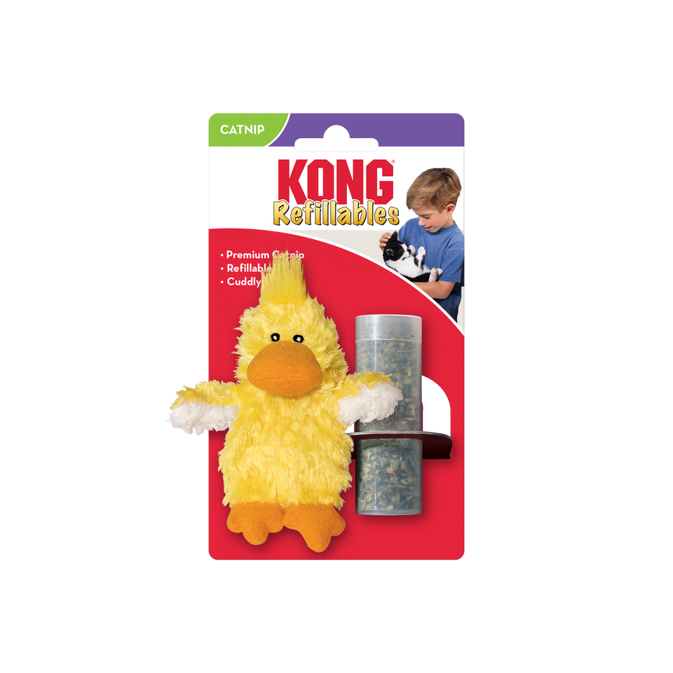 KONG Refillables Catnip Duckie Cat Toy Yellow