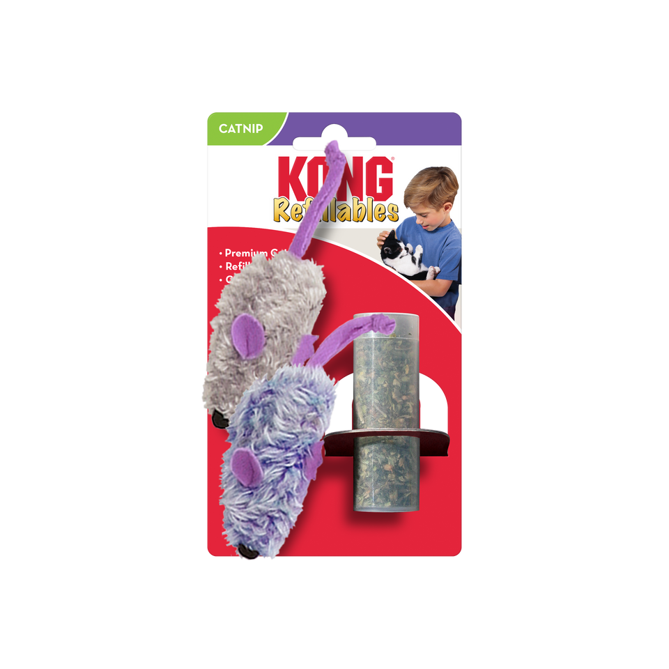 KONG Refillables Catnip Purple and Frosty Mice Cat Toy Purple, Frosty Grey, 2-Count
