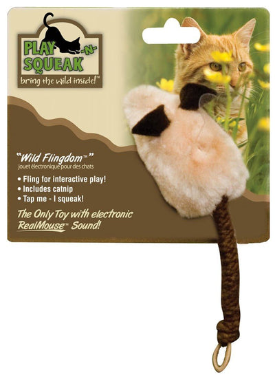OurPets Play-N-Squeak Wild Flingdom Catnip Cat Toy Cream, Brown